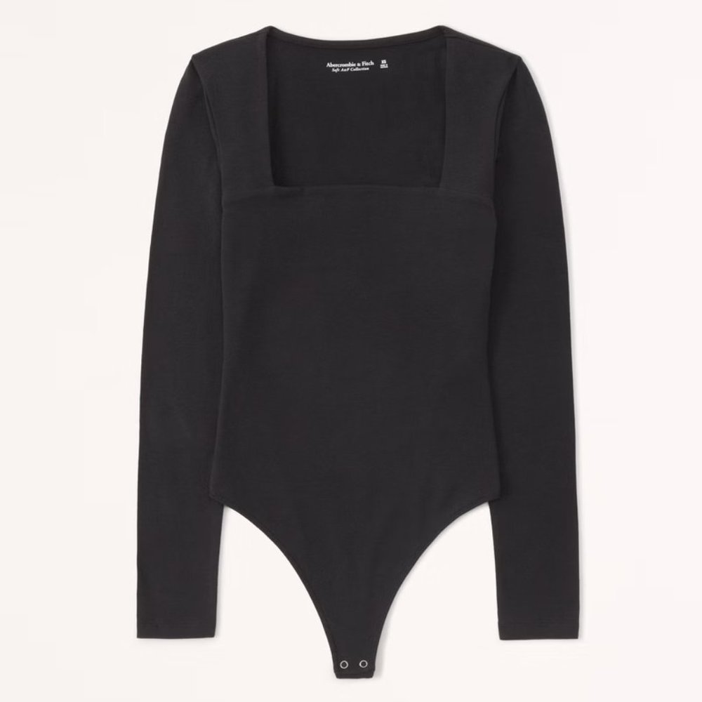 Long-Sleeve Ponte Squareneck Bodysuit Abercrombie